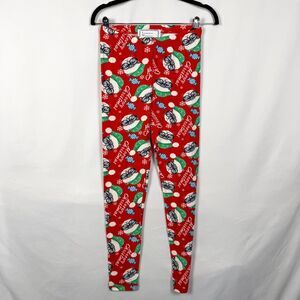 Funny Meowy Chistmas Cat w/ Glasses Cute Crazy Cat Lady Leggings Juniors Small M